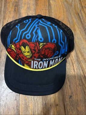 Marvel Black Mesh Trucker Cap with Yellow Accent